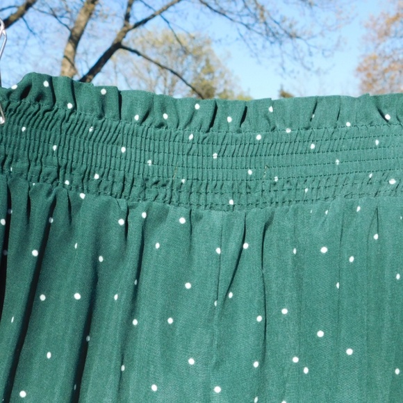 Blu Pepper pants women S, forest green/white polka dots, elastic pullon paperbag - Picture 4 of 13